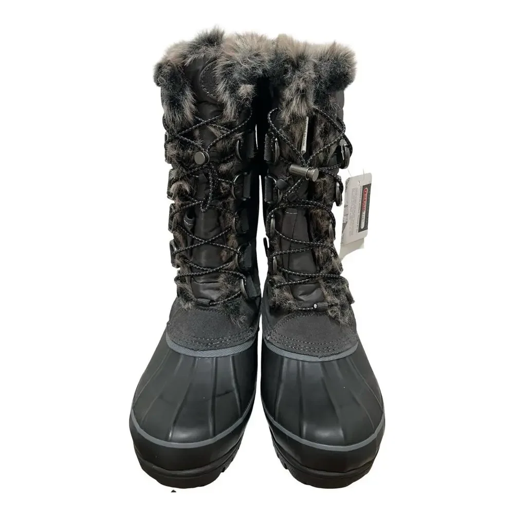 Lands End Womens Hillary Tall Snow Winter Boots US 6 EU 36 Suede Faux Fur 473063